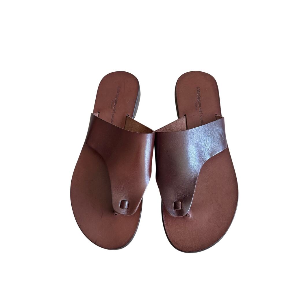 L'Artigiano del Cuoio Brown Leather Sandals Made Italy EU 39 $185